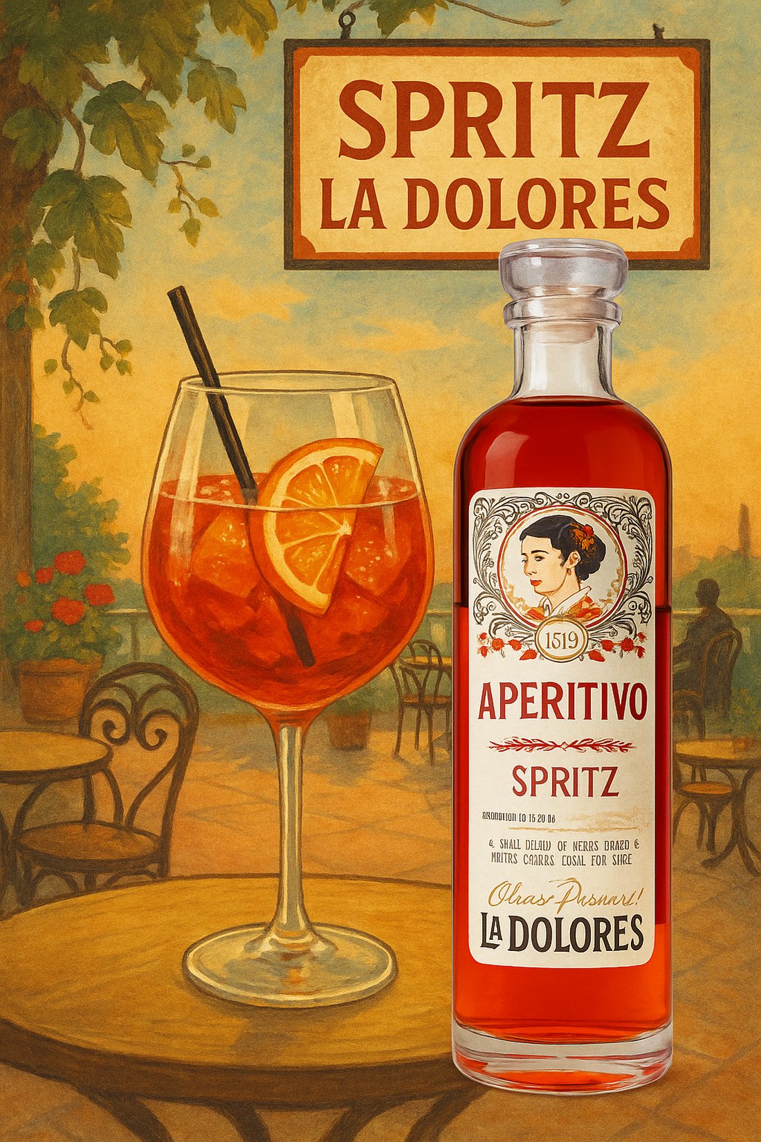 Cartel vintage Aperitivo Spritz La Dolores